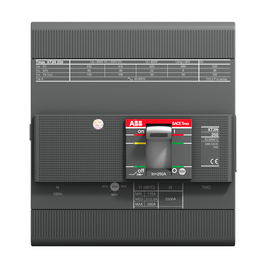 XT3S 250, TMD, In=200A, InN=100%, 4p